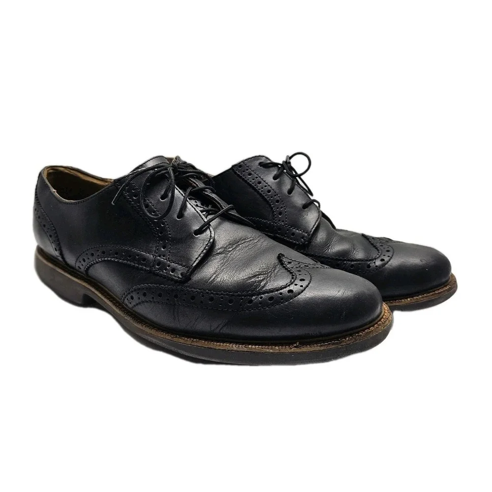COLE HAAN Grand OS Mens‎ Size 9 M Black Leather Wingtip Oxford Dress Shoes